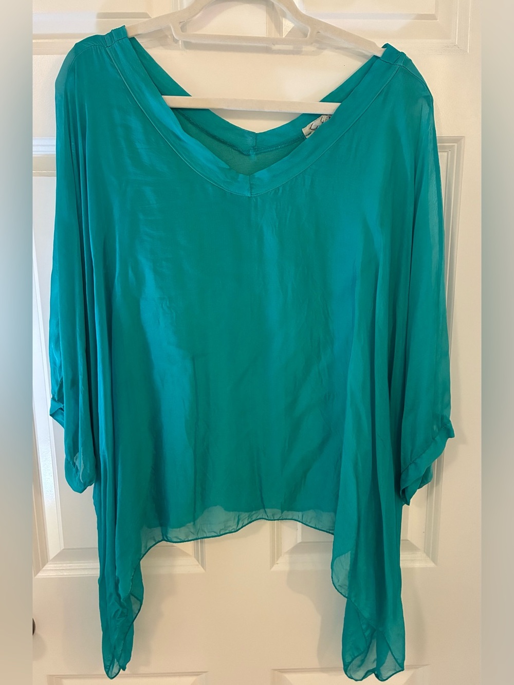 Sofia Made in Italy 🇮🇹 Teal V-Neck Flowing Top M